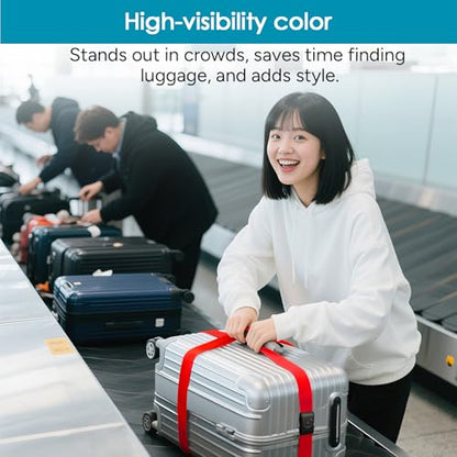 Travel Inspira Luggage Straps for Suitcases with TSA Lock, Protect Your Luggage Anti-Burst, High Visibility Color, Easy to Identify Luggage Adjustable Heavy Duty Belt for 20-28 Inch Suitcases - color: Cross Red