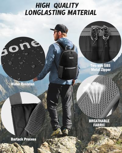 Gonex Ultra Lightweight Packable Backpack Daypack Handy Foldable Camping Outdoor Travel Cycling Backpacking - color: Black