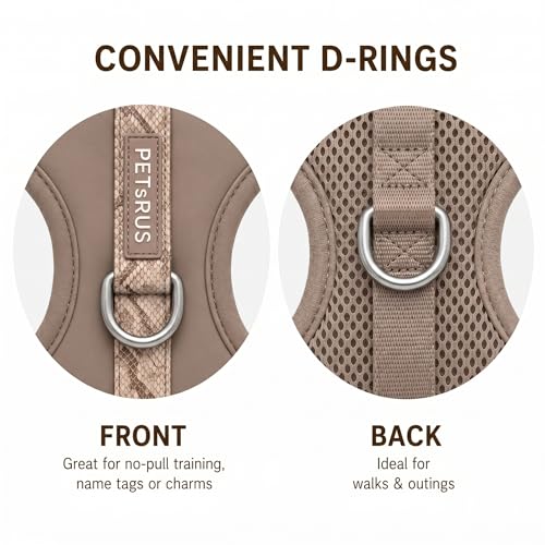 Premium No-Pull Dog Harness Soft Neoprene & Breathable Mesh Vest with Front & Back Clip D-Rings Adjustable Lightweight Walking Harness for Puppies, Small & Medium Dogs (Brown Taupe Snake, XS) - color: Brown Taupe Snake, size: XS: Neck 10.6-14.2'', Chest 1