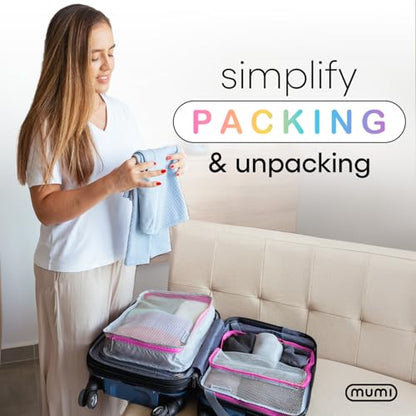 MUMI Packing Cubes – 5-Piece Compression Packing Cubes for Travel, Luggage Organizers for Suitcases, Carry-On Bags, Backpacks, and Duffel Bags – Space-Saving Travel Essentials - Purple - color: purple