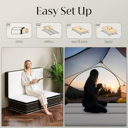 GEMBED Tri-Fold Memory Foam Mattress Full - 6 Inch Portable Folding Sofa Bed with Handle & Washable Cover, Floor Sofa Bed with Non-Slip Base, Space-Saving for Room, Travel, Guest Bed, RV, 73"x52"x6" - size: Full, style: 6 Inch