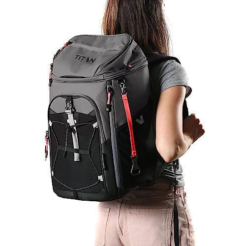 Titan Deep Freeze Ice Wall Backpack Cooler 30 Can Cooler Bag with Ice Packs - color: Sharkskin
