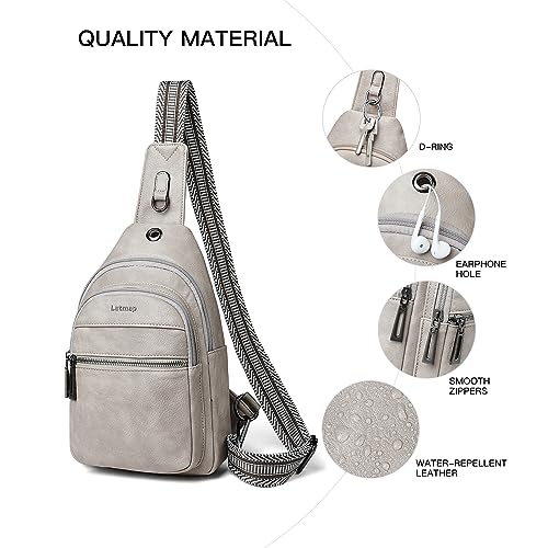 LATMAP 7L Sling Bag For Women Faux Leather Anti Theft Small Casual Daypack Backpack Fanny Pack Crossbody Chest Bags Purse Waterproof Light Grey - color: Greyish