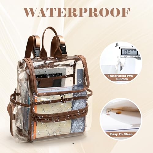 MOMINSIDE Diaper Bag Backpack Small Diaper Bag,Mini Diaper Bag, Clear Bag for Stadium Events Small Clear Bag 12x6x12 for Girls Boys Moms Dads Adult Concert Sports Bag - color: Brown