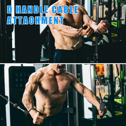 BLUSLM Ergonomic Tricep Rope Pulldown Attachments, Upgraded 27 32 40 & 47 Inch Extra Long Triceps Rope Cable Attachments for Gym, LAT Pull Down Bar for Cable Machine, Tricep Workout Cable Attachments - color: D HANDLE