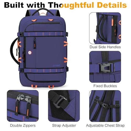 40L Travel Backpack,TSA Approved Carry On Backpack,Business Work Bag with Wet/Dry Compartment, Fits 17.3" Laptop, Duffel Bag for Men Women(Blue) - color: Blue