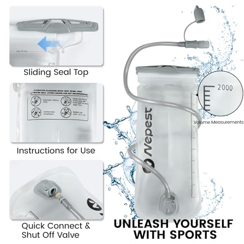 Nepest Hydration Pack Backpack for Women & Men, Lightweight Water Backpack with 2L Water Bladder for Hiking Cycling Running Biking - color: Holographic - Silvery