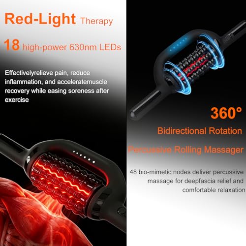 Electric Rolling Massager with Redlight, Rechargeable Lymphatic Drainage Massager for lymphedema, Muscle recovery Roller with Hands-Free Base, 6-Speed Massage Roller Tool for Arm, Legs, Calf, Foot