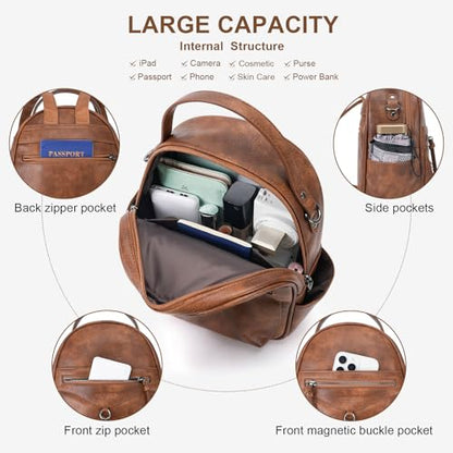 KITEVIUN Mini Backpack Purse for Women Fashion Cute Small Travel Backpacks Daypacks Shoulder Handbag - color: 03-brown