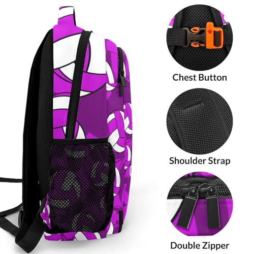 Bright Purple Volleyball Pattern Casual Backpack Daypack Laptop Bag Custom Shoulders Backpacks for Man Woman Gifts - color: Bright Purple Volleyball Pattern