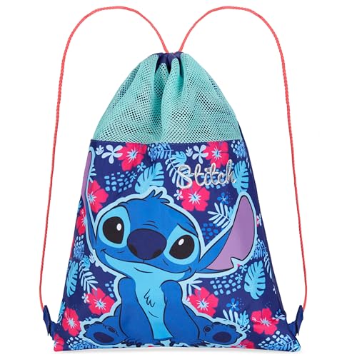 Disney Kids Drawstring Bags - Swimming Bag, School PE Bag (Blue Stitch) - color: Blue Stitch