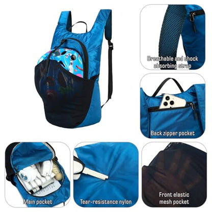 Ultra Lightweight Foldable Backpack,Water Resistant Small Packable Hiking Daypack Outdoor Camping Travel Bag - color: Blue, size: 15l