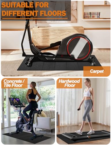 Treadmill Mat 68"x24", WERCHO Foldable Walking Pad Mat for Carpet Hardwood Floors 4mm Heavy-Duty Exercise Equipment Mat for Treadmil Pad,Spin Bike, Elliptical Trainer, Home, Gym - size: 68"L x 24"W x 0.16"Th