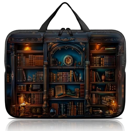 14 15 15.4 15.6 inch Laptop Handle Bag Computer Bag, Pouch Holder Notebook Sleeve Cover Soft Case Compatible for Dell,Lenovo,Toshiba HP, Asus Notebook-Library Bookshelf - color: Library Bookshelf