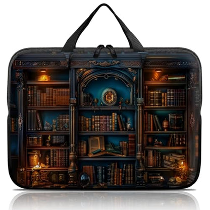 14 15 15.4 15.6 inch Laptop Handle Bag Computer Bag, Pouch Holder Notebook Sleeve Cover Soft Case Compatible for Dell,Lenovo,Toshiba HP, Asus Notebook-Library Bookshelf - color: Library Bookshelf