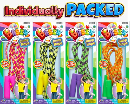 JA-RU 7ft Adjustable Jump Rope (Jump Rope) Nylon Braided Jump Ropes for Kids. Indoor & Outdoor Activities for Teens. Bulk Party Favor & Gymnastics Goodie Bag Stuffers. 1995 - style: 24 Pack