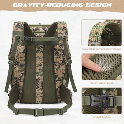 Maelstrom Tactical Backpack for Men, Water Resistant 40L Military Backpack, for Hiking, Camping, Gym with Molle System (Camouflage Green) - color: D.camouflage Green