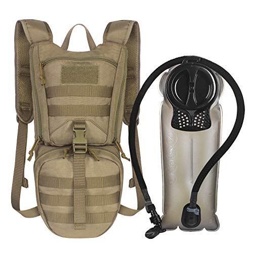 Unigear Tactical Hydration Backpack with 3L Water Bladder, Molle Backpack - color: Tan