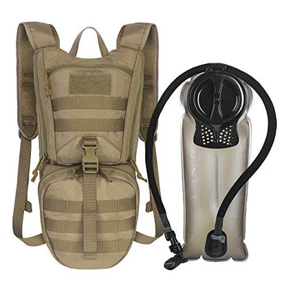 Unigear Tactical Hydration Backpack with 3L Water Bladder, Molle Backpack - color: Tan