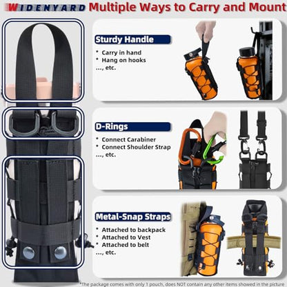 Molle Water Bottle Holder Pouch, 16-77 oz Adjustable Capacity Tactical Bottle Bag, Compatible with Backpack, Vest, Belt for Outdoor Activities - color: Black, style: Basic