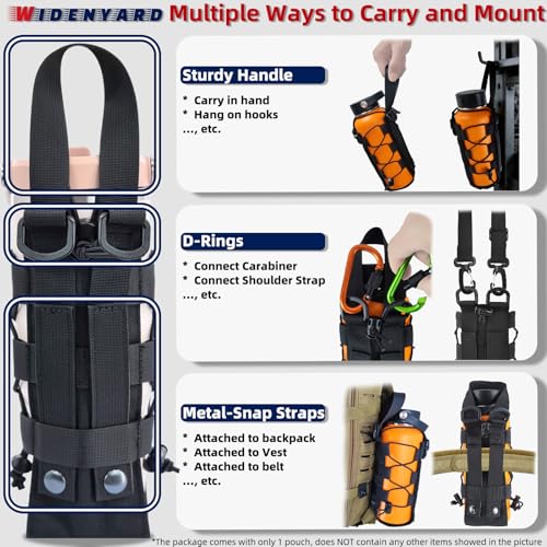 Molle Water Bottle Holder Pouch, 16-77 oz Adjustable Capacity Tactical Bottle Bag, Compatible with Backpack, Vest, Belt for Outdoor Activities - color: Black, style: Basic