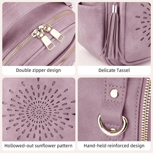 APHISON Small Backpack Purse for Women Cute PU Leather Mini Backpacks Ladies Casual Lightweight Travel Daypack Waterproof - color: 5-purple, size: Small