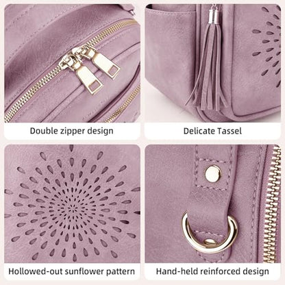 APHISON Small Backpack Purse for Women Cute PU Leather Mini Backpacks Ladies Casual Lightweight Travel Daypack Waterproof - color: 5-purple, size: Small