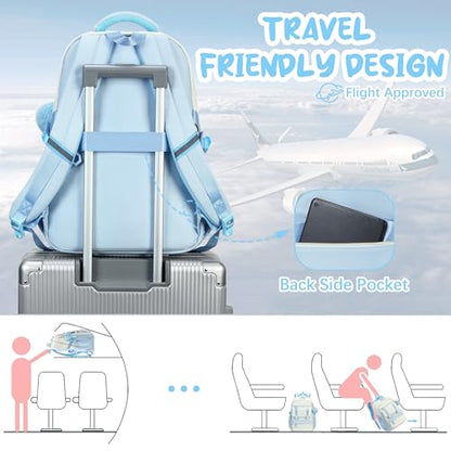 School Backpack for Girls, Laptop Backpack 15.6 Inch Kids Elementary Middle High School Bag Anti Theft Cute College Bookbags for Teens Girls Women Students Casual Travel Daypack,Blue Beige - color: Blue Beige