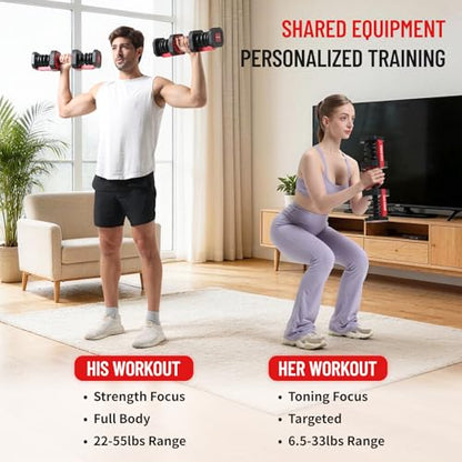 HXD-ERGO 15 in 1 Adjustable Dumbbell Weight, 1-Second Quick Change Weights, 55/110 LBS Free Weights with Anti-Slip Grip & Secure Lock, Space-Saving Home Gym Equipment for Men Women Full Body Workout - color: 55LBS, style: Single