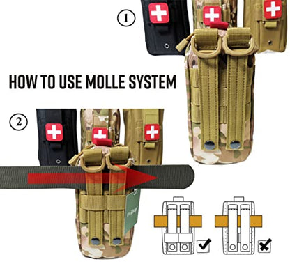 Tourniquet Holder, Small Trauma Portable Tactical First Aid Pouch with Molle System IFAK Medical Pouch, Emergency EMT Med Kit for Camping and Hiking (Black) - color: Black