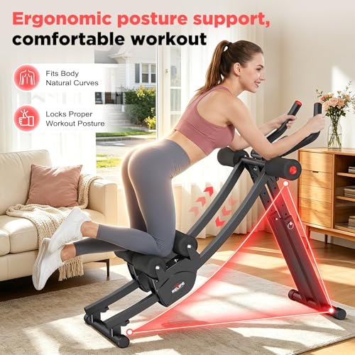 RELIFE REBUILD YOUR LIFE Dual Track Ab Machine, Foldable Abdominal Workout Trainer, Independent Ab Workout Equipment for Home Gym, Core Strength Training Gear Max Load 440 LBS