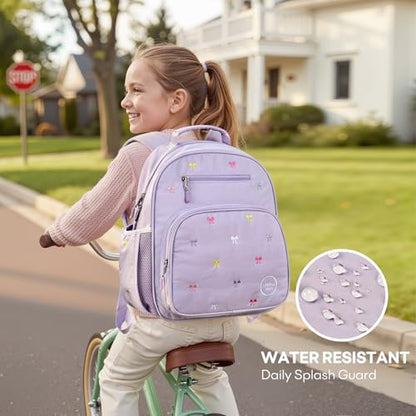 mibasies Girls Backpacks Ages 5-8: Quilted Backpack for Kids - Cute 15 Inches Bookbag for Kindergarten Elementary School Bow Purple - color: Bow Purple, style: Kids-15"h