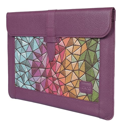 LONDO Leather Sleeve Compatible with MacBook Pro 16 & MacBook Pro 15 Inch (M5, M4, M3, M2, M1, Pro, Max), Premium Top Grain Leather Laptop Bag, 2020 to 2026 Models - color: Purple, size: 15-16 inches