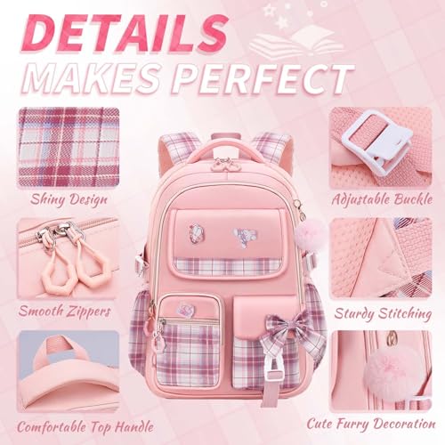 Girls Backpack Kids Backpack for Girls School Kawaii Bookbag Book Bag for Elementary Primary School - color: Purple-gz