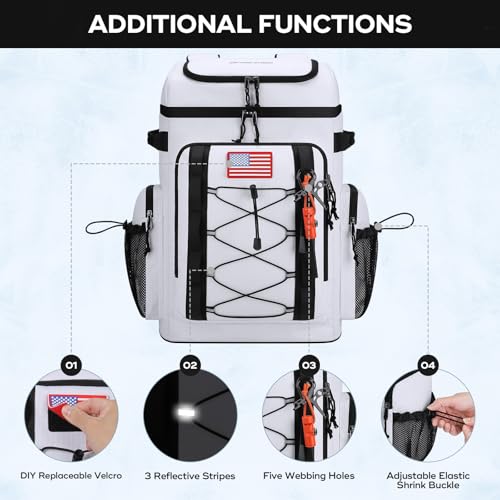 Maelstrom 35/50 Can Insulated Backpack Cooler, Leakproof Soft Lunch Ice Bag - color: White, size: 50 Can