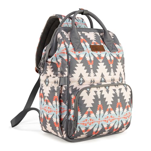 Montana West Wrangler Aztec Callie Diaper Bag Backpack with Stroller Straps Western Organized Multifunction Baby Travel Bag WG2210-9110GY - color: Star Dust
