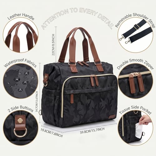 Diaper Bag Backpack Mommy Bag Large Capacity Diaper Backpack Travel Essential Baby Diaper Bag for Mom and Dad, Camo Black - color: Camo Black