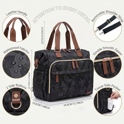 Diaper Bag Backpack Mommy Bag Large Capacity Diaper Backpack Travel Essential Baby Diaper Bag for Mom and Dad, Camo Black - color: Camo Black
