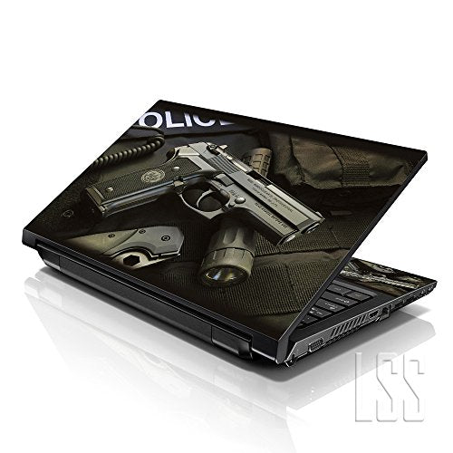 LSS 15-15.6" Laptop Sleeve Bag with Matching Laptop Skin Sticker & Mouse Pad Combo | Carrying Case for 14" 15" 15.6" - Police Gun Weapons - color: Police Gun Weapons, size: 15 inch