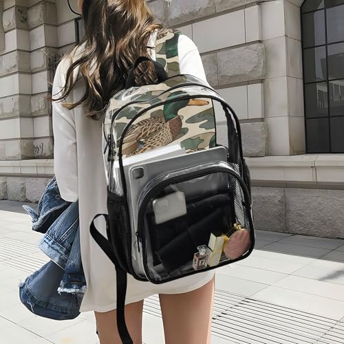 Duck Camo Camouflage Clear Backpack PVC Transparent Backpack Lightweight Book Bags Capacity Clear Bag for Boys Girls - color: Dapple Green