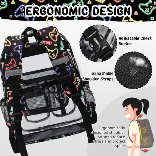 Three-layer Clear Backpack, Heavy Duty Clear Bookbag for Kids, See Through Backpack Transparent Bag for Girls Boys (Game) - color: Game