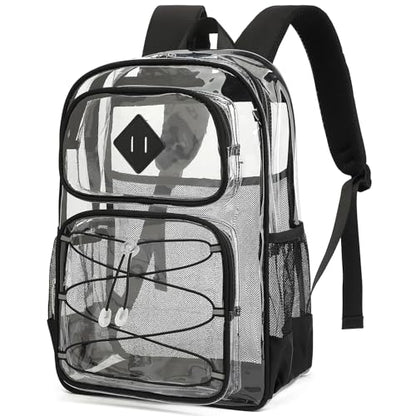 Clear Backpacks for Girls Women, Heavy Duty PVC Transparent Back Pack See Through Boys Kids Clear Bookbags for School Black - color: Black