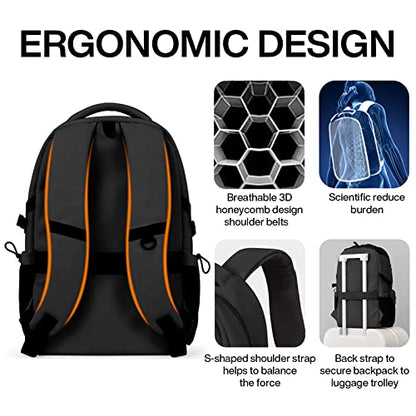 mixi Travel Laptop Backpack, Lightweight Durable School Bookbag Men Woman 15.6" Computer Bag, Water Resistant Outdoor Hiking Backpacks With Multifunction Pockets, Black - color: Black