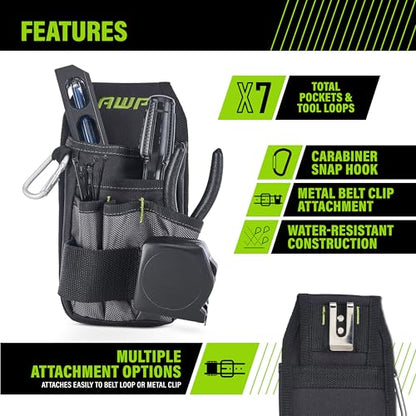 AWP Tool Pouch, Electrician Tool Pouch, Premium, Professional Multi-Pocket Organizer - size: 1 Pack, style: 7 Pocket Holster
