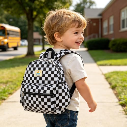 STEAMEDBUN Toddler Backpack Boys Girls 2-4, Preschool Daycare Backpack -12inch - color: Black Checkerboard, size: Mini-12"H(not fit folder)