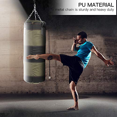 Bnineteenteam Heavy Punching Bag,Training Boxing Bag with Chain for Adults Men Women(Empty) - color: Green, size: 80 cm