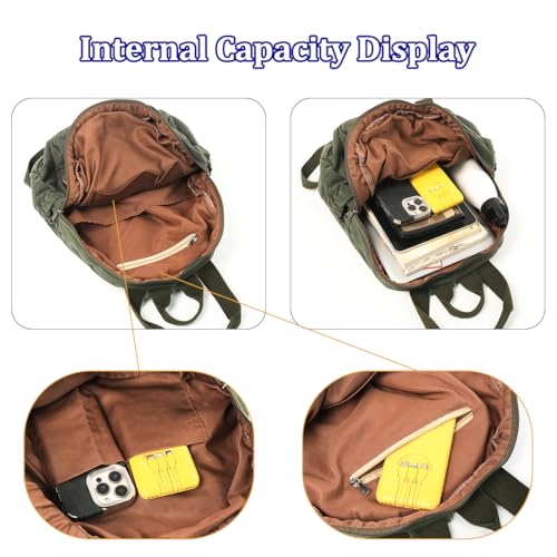MaxxCloud Unisex Casual Canvas Laptop Backpack,Lightweight Work Daypack Travel Bag,Men Women Top Handle Rucksack - color: Green