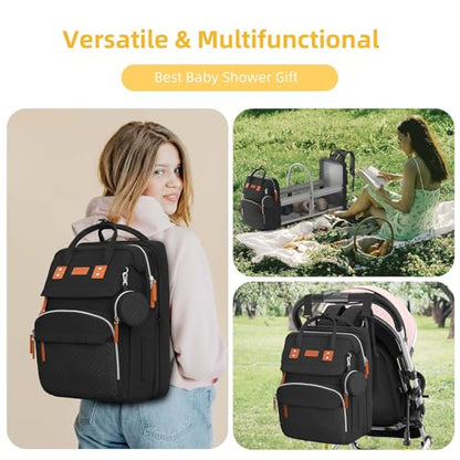 ISMGN Diaper Bag Backpack with Changing Station, Large Diaper Bag, Baby Bag, Multifunctional Diaper Bag, Black - color: Classic Black