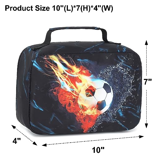 LEDAOU Lunch Bag Kids Insulated Lunch Box Boys Girls Insulated Reusable Lunch Bag for School Picnic Hiking (Soccer) - color: Soccer