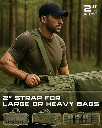 WYNEX Shoulder Strap Pad for Tactical Pouch, Universal Bag Strap with Detachable Thick Pad Single Shoulder Straps Replacement - color: Army Green, size: 2“ Strap